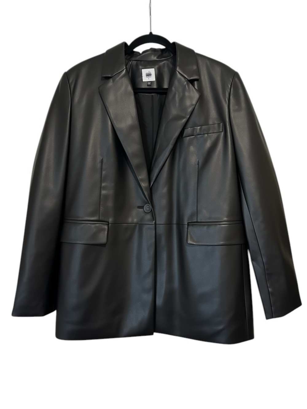 CABI style #4495 James Jacket black faux leather blazer size Large - NWOT!